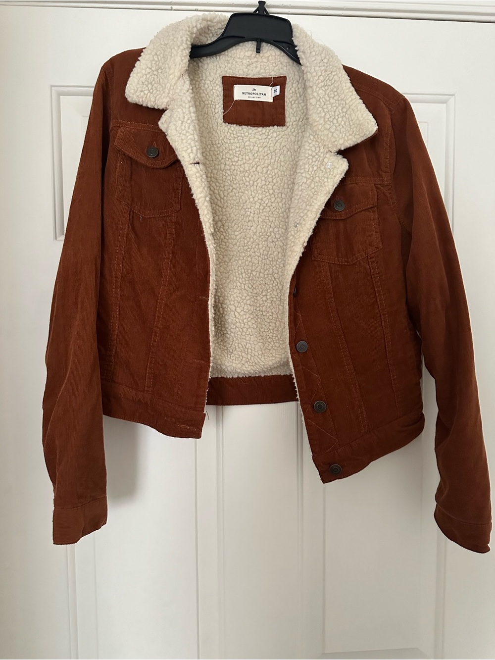 Rust Brown Corduroy Sherpa-Lined Jacket